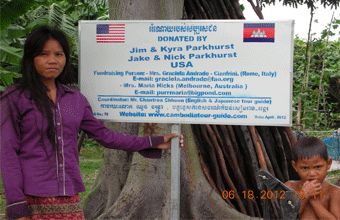 Jim & Kyra Parkhurst with Jake & Nick Parkhurst (USA). April 2012. (Trapang Thom village)